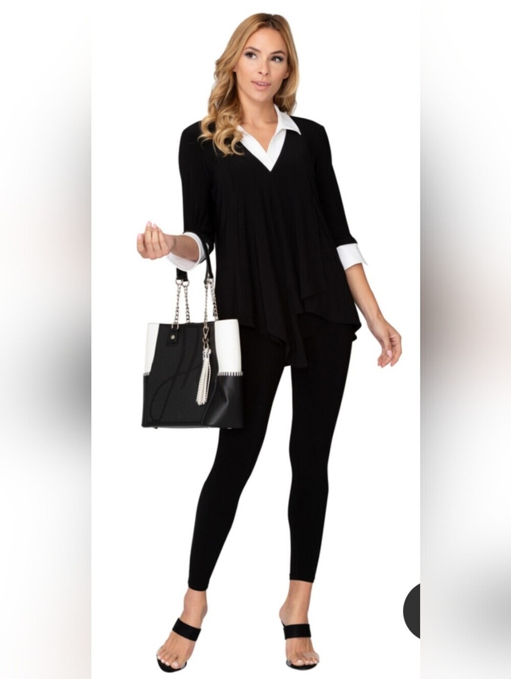 Joseph Ribkoff Blouse Style 193415 Black & White size 10 NWT